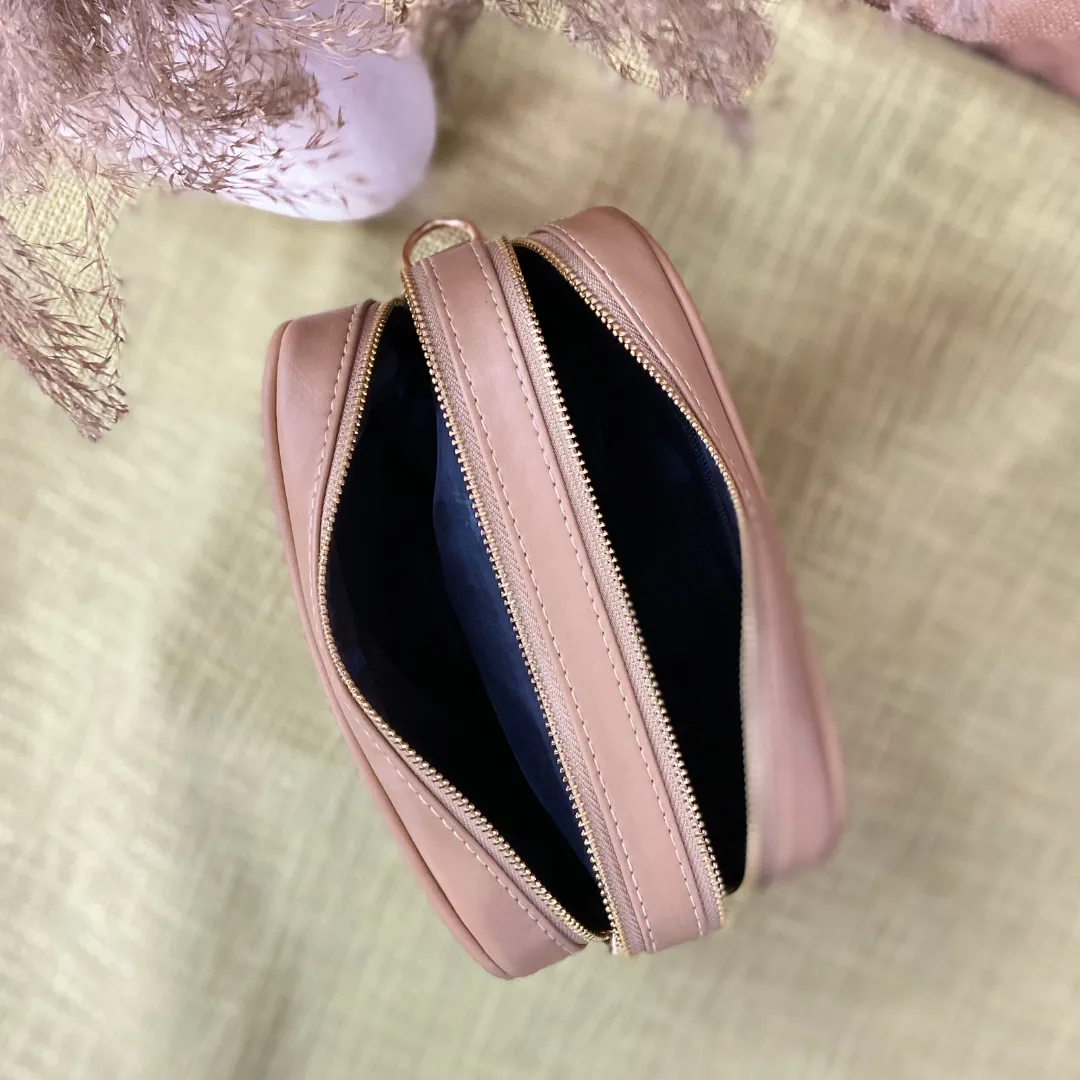 Beige Dual Compartment with Colourful Lines Belt   Wallet Combo