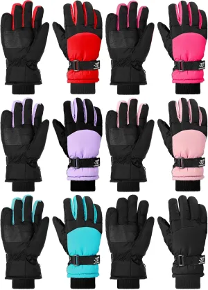 Bencailor 6 Pairs Winter Gloves for Kids Waterproof Boys Snow Ski Gloves Girls Warm Windproof Mittens for Children Outdoor