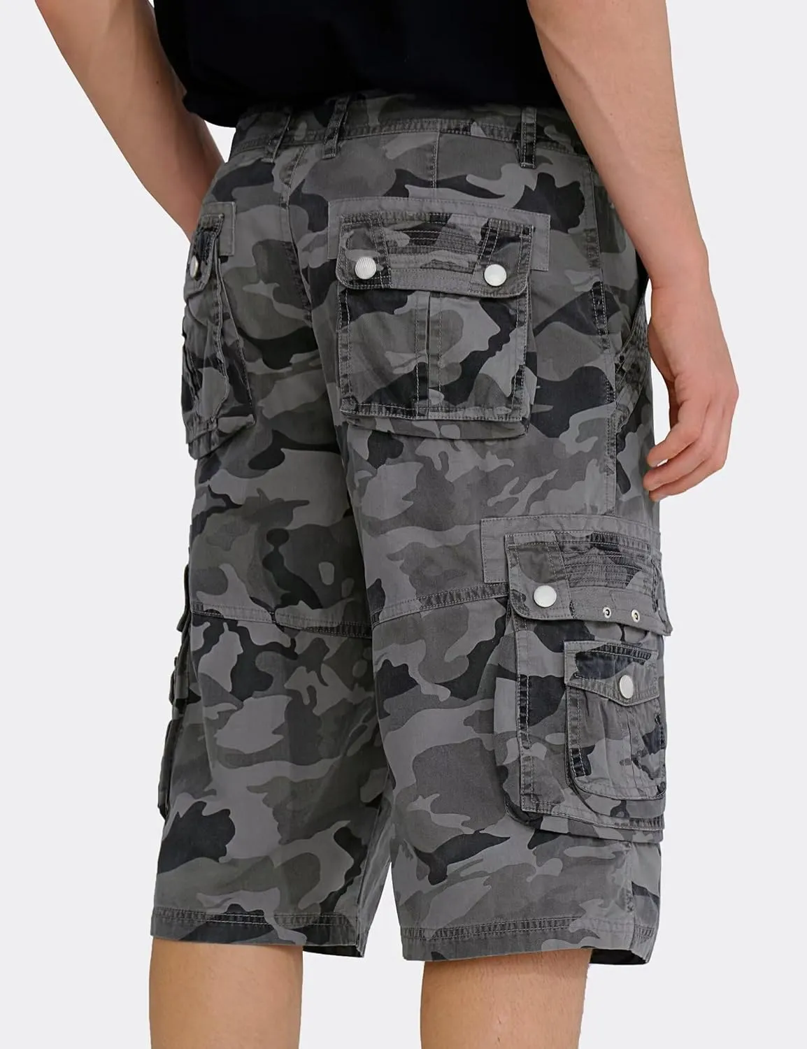 BEST SOUTH Men's Capri Long Twill Cargo Shorts Below Knee 13 Inches Cotton Relaxed Fit Casual Multi-Pocket