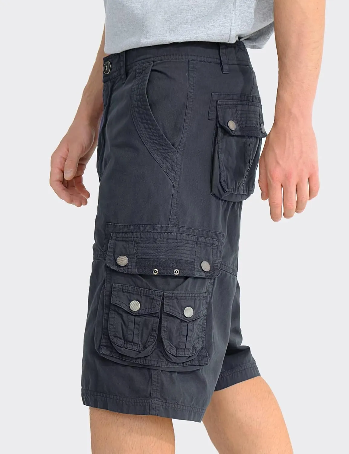 BEST SOUTH Men's Capri Long Twill Cargo Shorts Below Knee 13 Inches Cotton Relaxed Fit Casual Multi-Pocket
