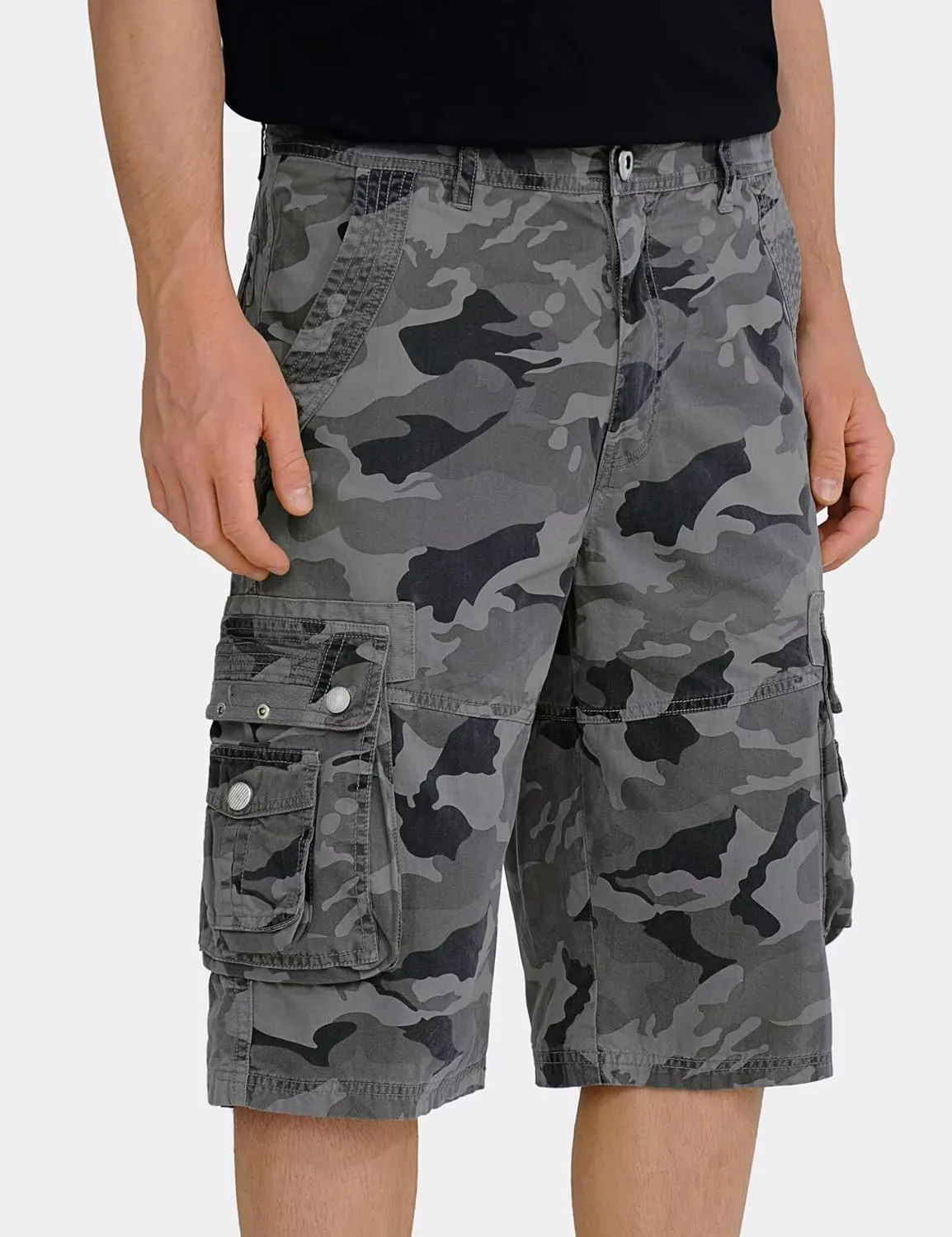 BEST SOUTH Men's Capri Long Twill Cargo Shorts Below Knee 13 Inches Cotton Relaxed Fit Casual Multi-Pocket