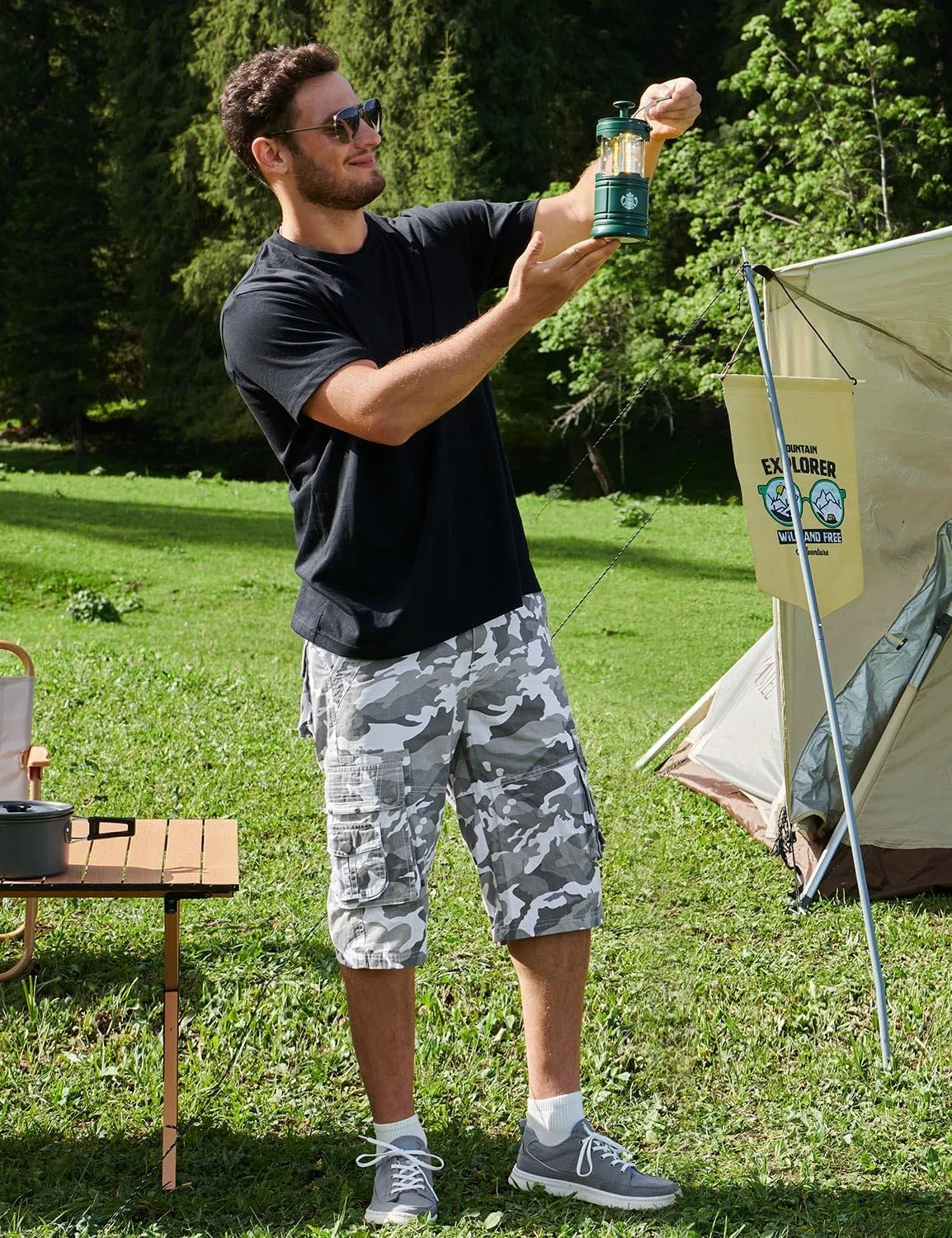 BEST SOUTH Men's Capri Long Twill Cargo Shorts Below Knee 13 Inches Cotton Relaxed Fit Casual Multi-Pocket
