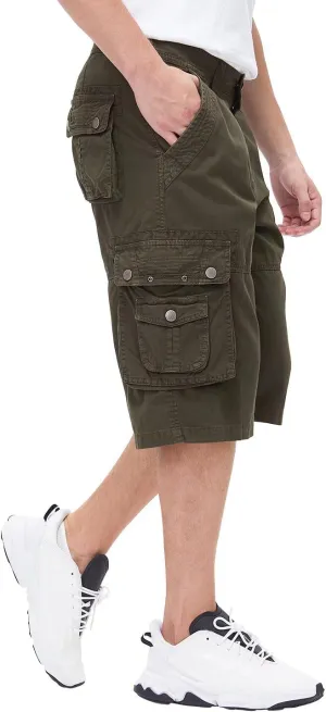 BEST SOUTH Men's Capri Long Twill Cargo Shorts Below Knee 13 Inches Cotton Relaxed Fit Casual Multi-Pocket