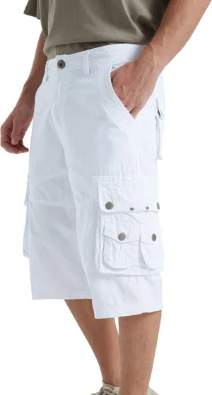 BEST SOUTH Men's Capri Long Twill Cargo Shorts Below Knee 13 Inches Cotton Relaxed Fit Casual Multi-Pocket