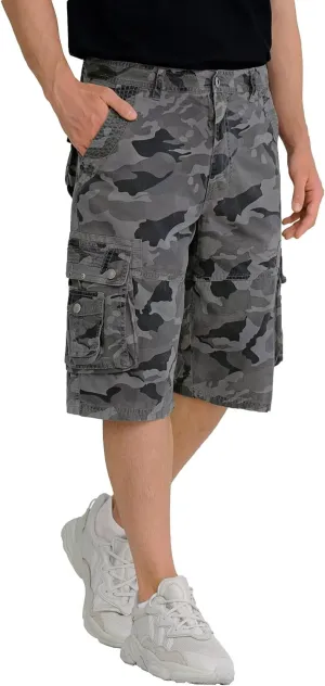 BEST SOUTH Men's Capri Long Twill Cargo Shorts Below Knee 13 Inches Cotton Relaxed Fit Casual Multi-Pocket