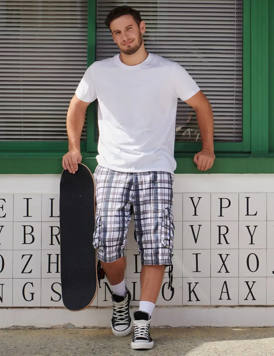 BEST SOUTH Men's Long Cargo Shorts Casual Below Knee 13 Inches Capri Shorts Relaxed Fit with Pockets