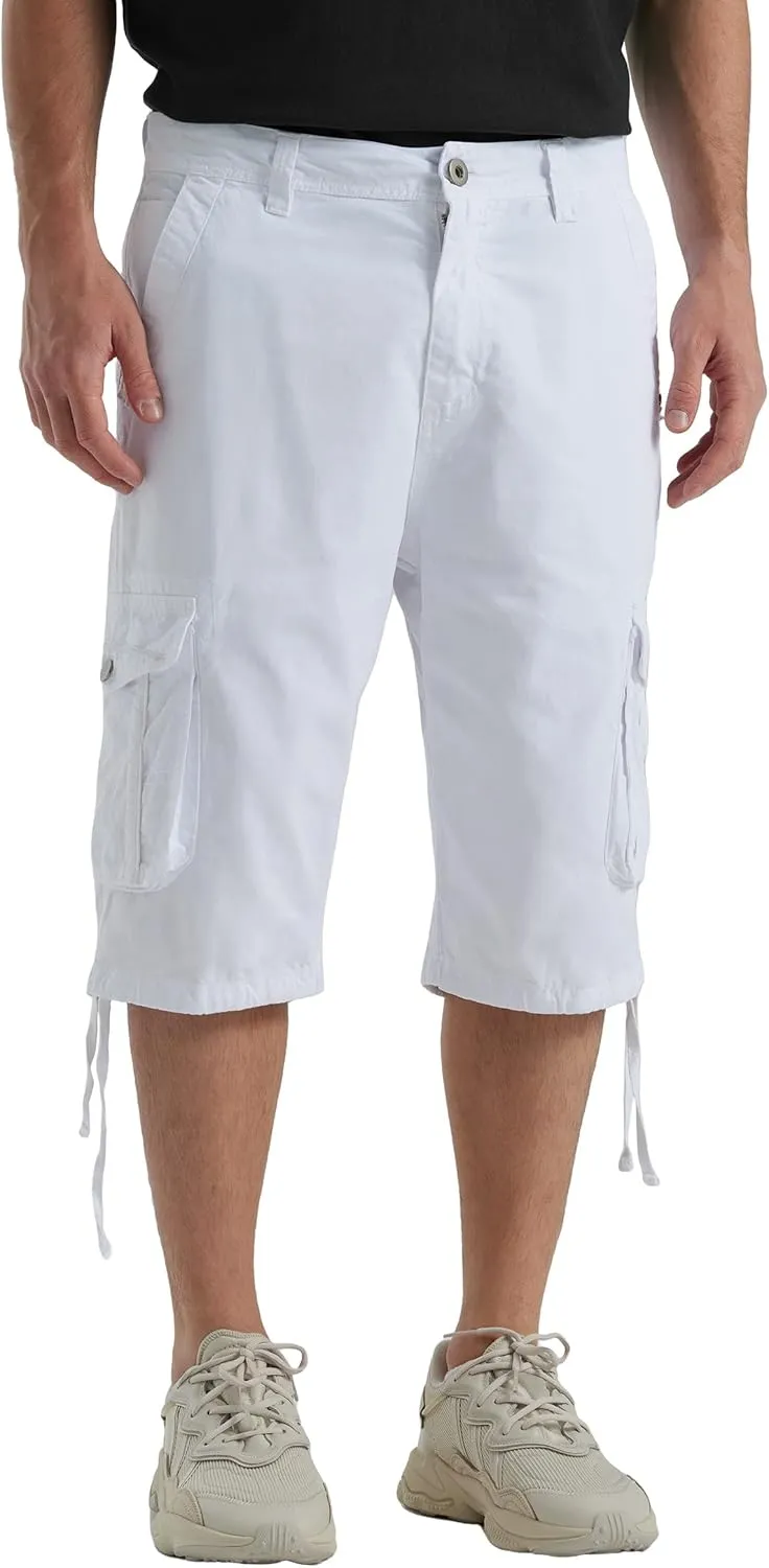BEST SOUTH Men's Long Cargo Shorts Casual Below Knee 13 Inches Capri Shorts Relaxed Fit with Pockets