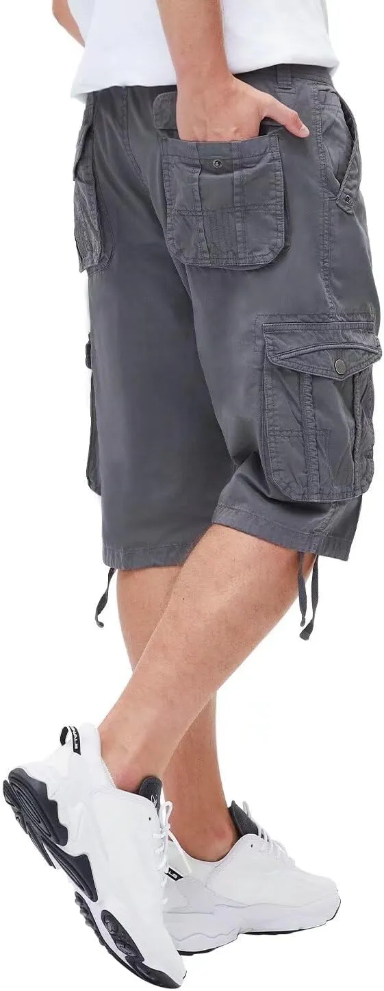 BEST SOUTH Men's Long Cargo Shorts Casual Below Knee 13 Inches Capri Shorts Relaxed Fit with Pockets