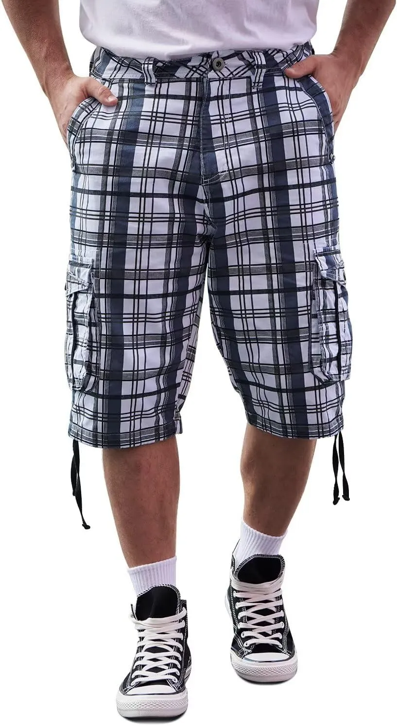 BEST SOUTH Men's Long Cargo Shorts Casual Below Knee 13 Inches Capri Shorts Relaxed Fit with Pockets
