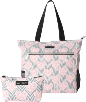 Betsey Johnson 15.6 Inch Zipper Beach Tote Bag Lightweight Large Durable Polyester with Mesh Side Pockets for Gym Work