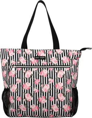 Betsey Johnson 15.6 Inch Zipper Beach Tote Bag Lightweight Large Durable Polyester with Mesh Side Pockets for Gym Work
