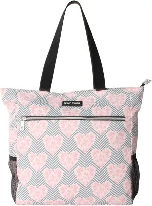 Betsey Johnson 15.6 Inch Zipper Beach Tote Bag Lightweight Large Durable Polyester with Mesh Side Pockets for Gym Work