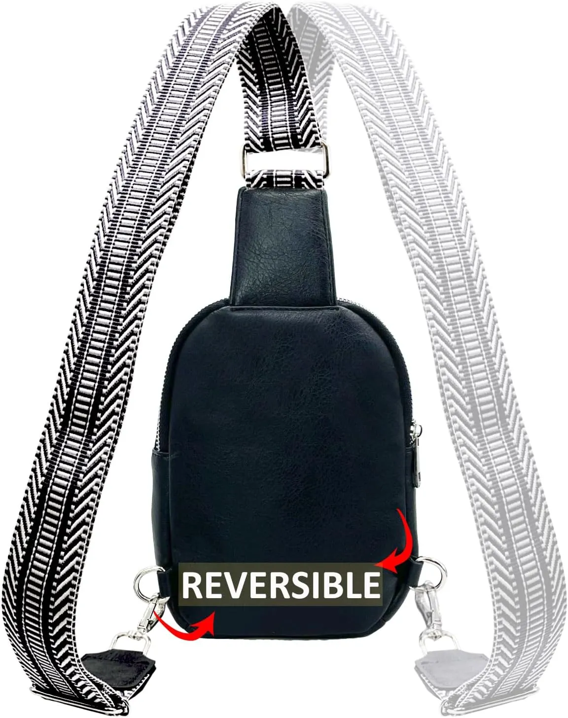 Beurlike Small Sling Bags for Women Crossbody Trendy Vegan Leather Fanny Packs Travel Chest Bag Purse with Guitar Strap