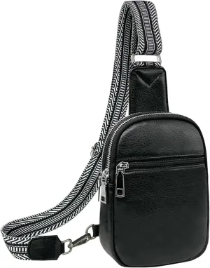 Beurlike Small Sling Bags for Women Crossbody Trendy Vegan Leather Fanny Packs Travel Chest Bag Purse with Guitar Strap