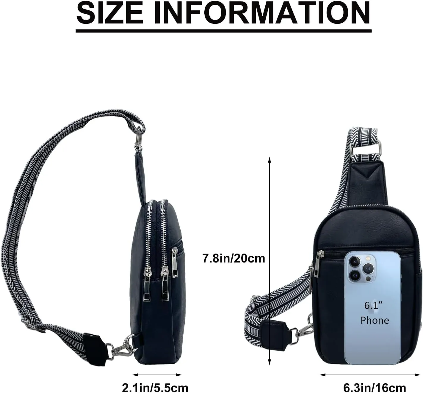 Beurlike Small Sling Bags for Women Crossbody Trendy Vegan Leather Fanny Packs Travel Chest Bag Purse with Guitar Strap