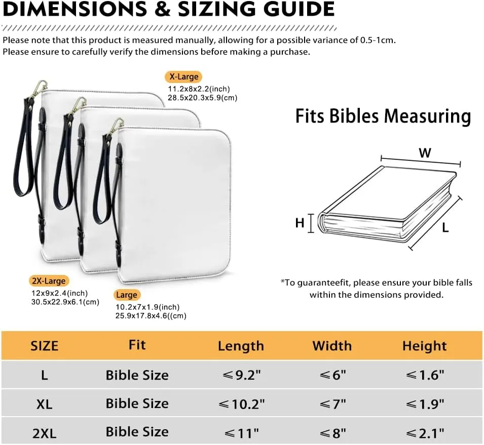 Bible Cover with Black Ribbon Study Bible Tote Bag Zip Carrying Case Handle and Pocket Bible Bag for Men & Women
