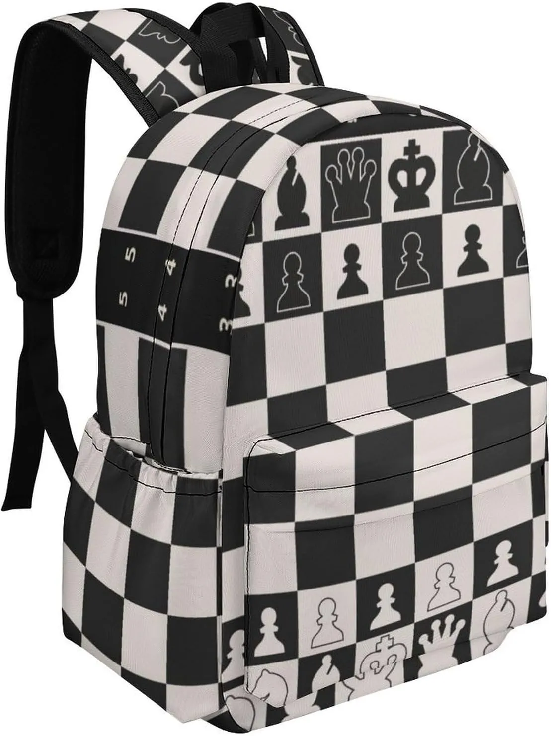 Black White Chess Board Casual Travel Backpack Lightweight with Multi Compartment Laptop Bagpack for Women Men Hiking Business Work