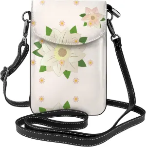 Blooming Hexagonal White Pattern Phone Bag > Soft, Durable And Waterproof For Women Shoulder Straps Bag Carry Card Cosmetics 7.6x2.9 In Good