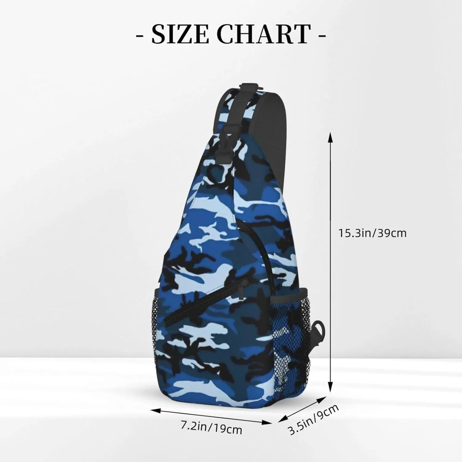 Blue Camo Crossbody Chest Bag Lightweight Sling Daypackstravel Hiking Cycling For Men Women
