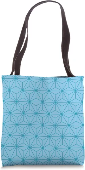 Blue Intersecting Lines Triangles Connected Mesh Pattern Tote Bag