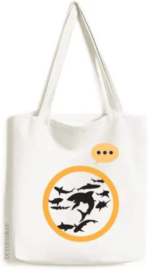 Blue Ocean Black Shark Biology Expression Gift Sack Canvas Tote Shoulder Bag