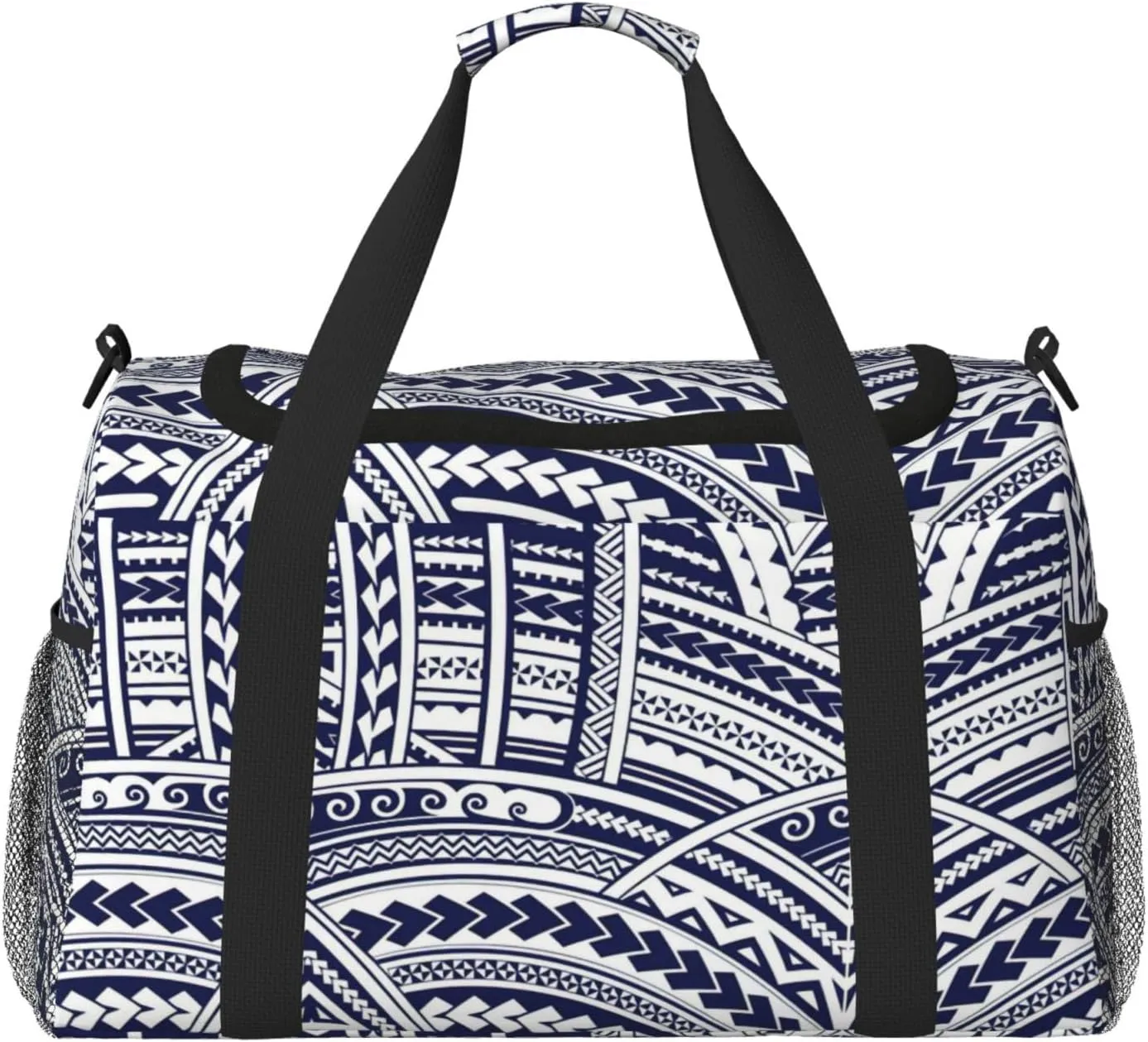 Blue Polynesian Maori Tribal Pattern Print Everyday Use Travel Duffle Bag Large Capacity Travel Bag Stylish Functional Bag