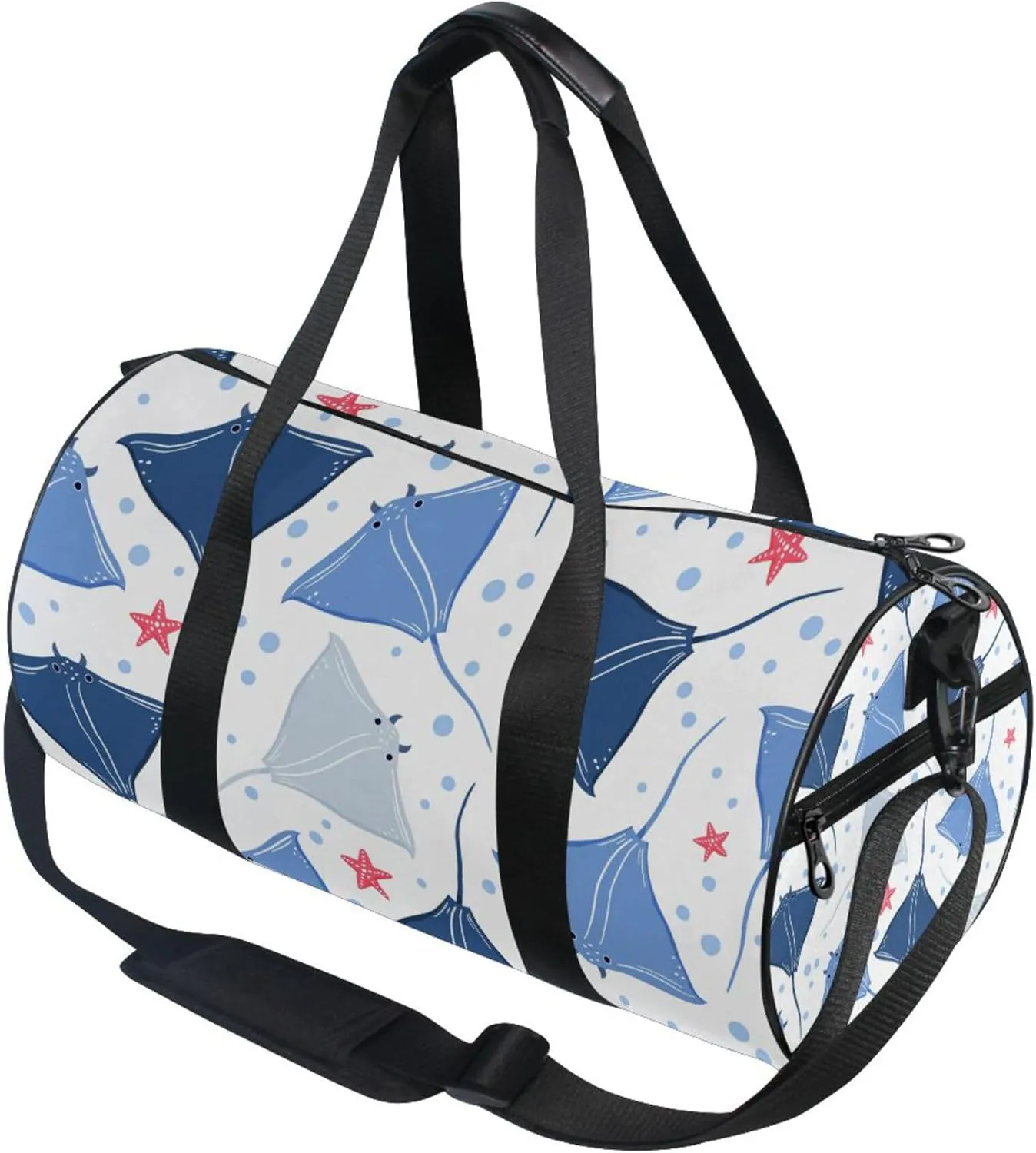 Blue Stingrays Fish Underwater Gym Duffle Bag Women Men Sports Fitness Bag for Travel Workout Gymnastics Dance Ballet