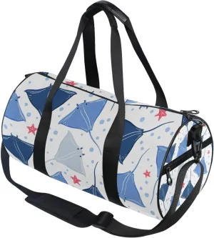 Blue Stingrays Fish Underwater Gym Duffle Bag Women Men Sports Fitness Bag for Travel Workout Gymnastics Dance Ballet