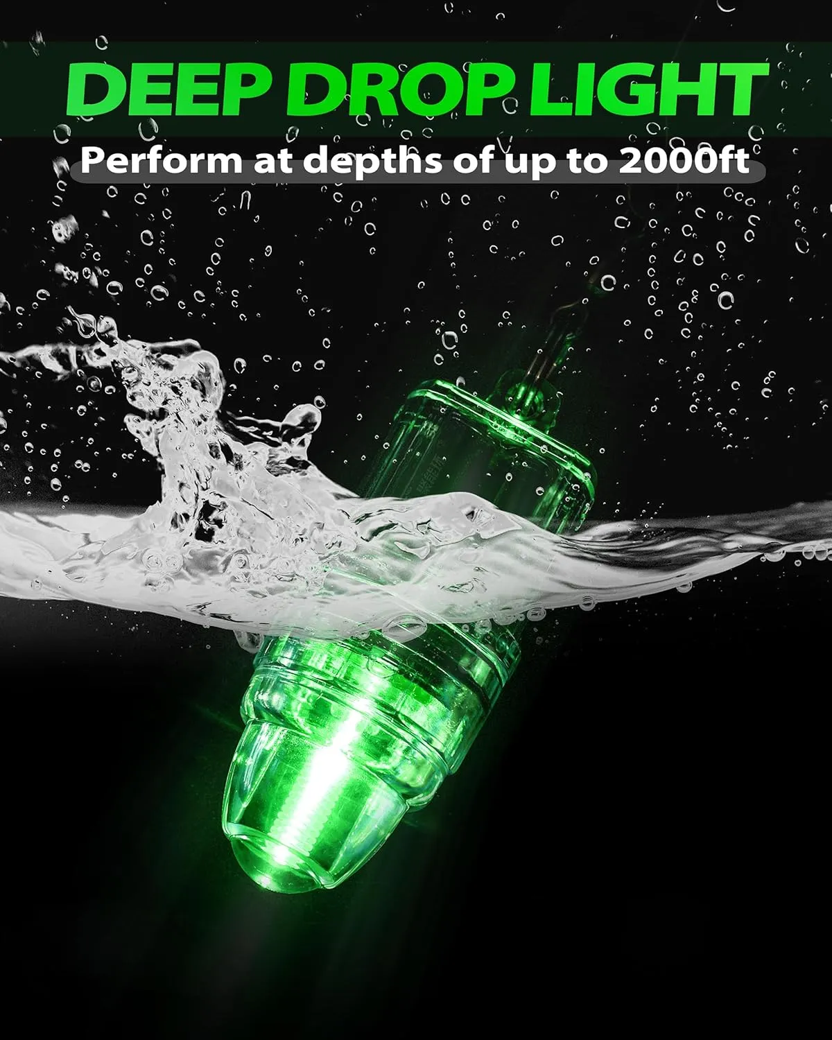 BLUEWING 3pcs Fishing Deep Drop Light with Stainless Steel Long Line Clip 2000 ft Underwater Fish Attracting Lamp for Swordfish, Tuna, Grouper, 4.3"