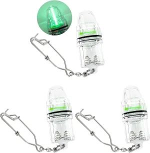 BLUEWING 3pcs Fishing Deep Drop Light with Stainless Steel Long Line Clip 2000 ft Underwater Fish Attracting Lamp for Swordfish, Tuna, Grouper, 4.3"