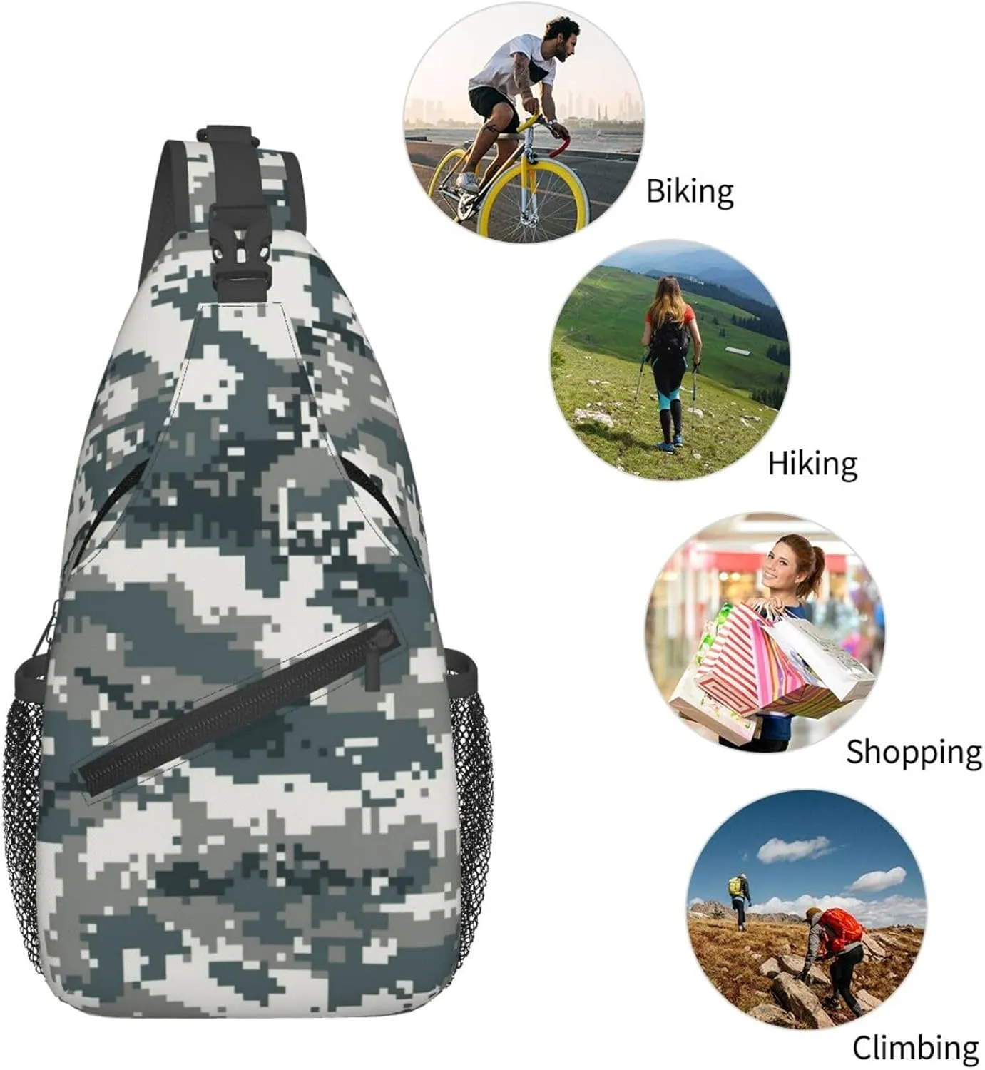 Boho Mandala Abstract Flower Sling Bag Adjustable Crossbody Bag Casual Chest Bags Travel Shoulder Backpack