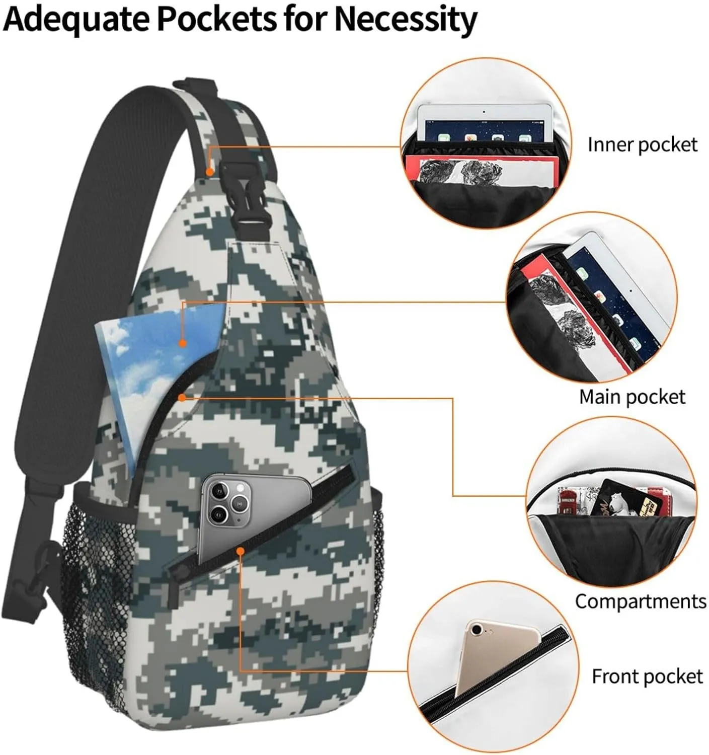 Boho Mandala Abstract Flower Sling Bag Adjustable Crossbody Bag Casual Chest Bags Travel Shoulder Backpack