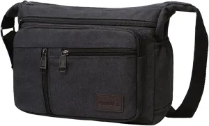 BOMKEE Canvas Messenger Bag for Men, Travel Satchel Crossbody Bag Vintage Shoulder Sling Working Bag with Water Bottle Holder