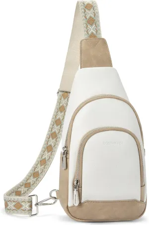 BOSTANTEN Sling Bag for Women Crossbody Purse Crossbody Bag Leather Chest Bag with Adjustable Guitar Strap for Travel
