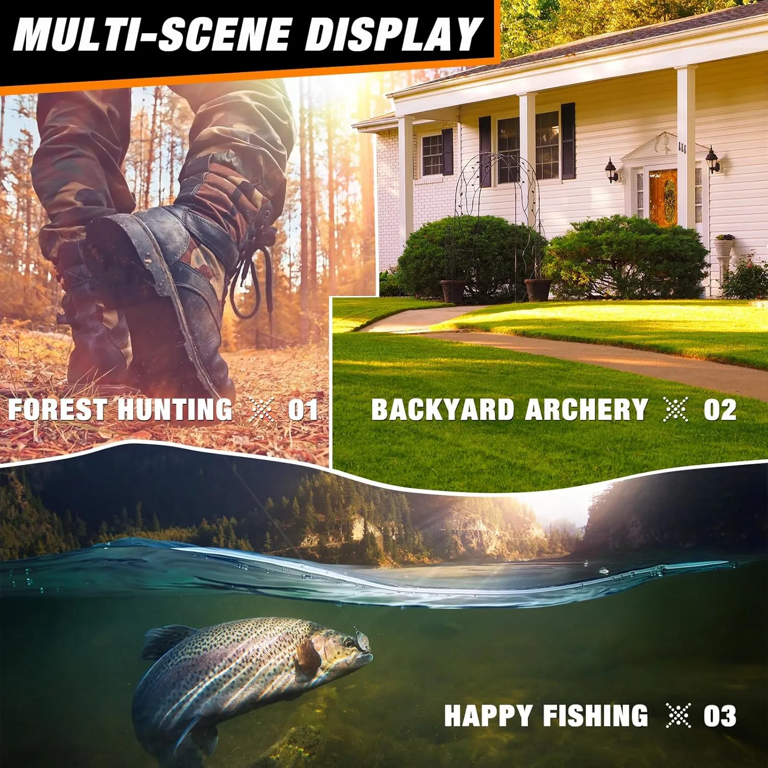 Bow Fishing Combo Kit Bowfishing Bow, Fishing Kit Multi Scenery Fishing Hunting Practice, Complete Accessories Fishing Reel Bowfishing Arrows 30lbs 40lbs