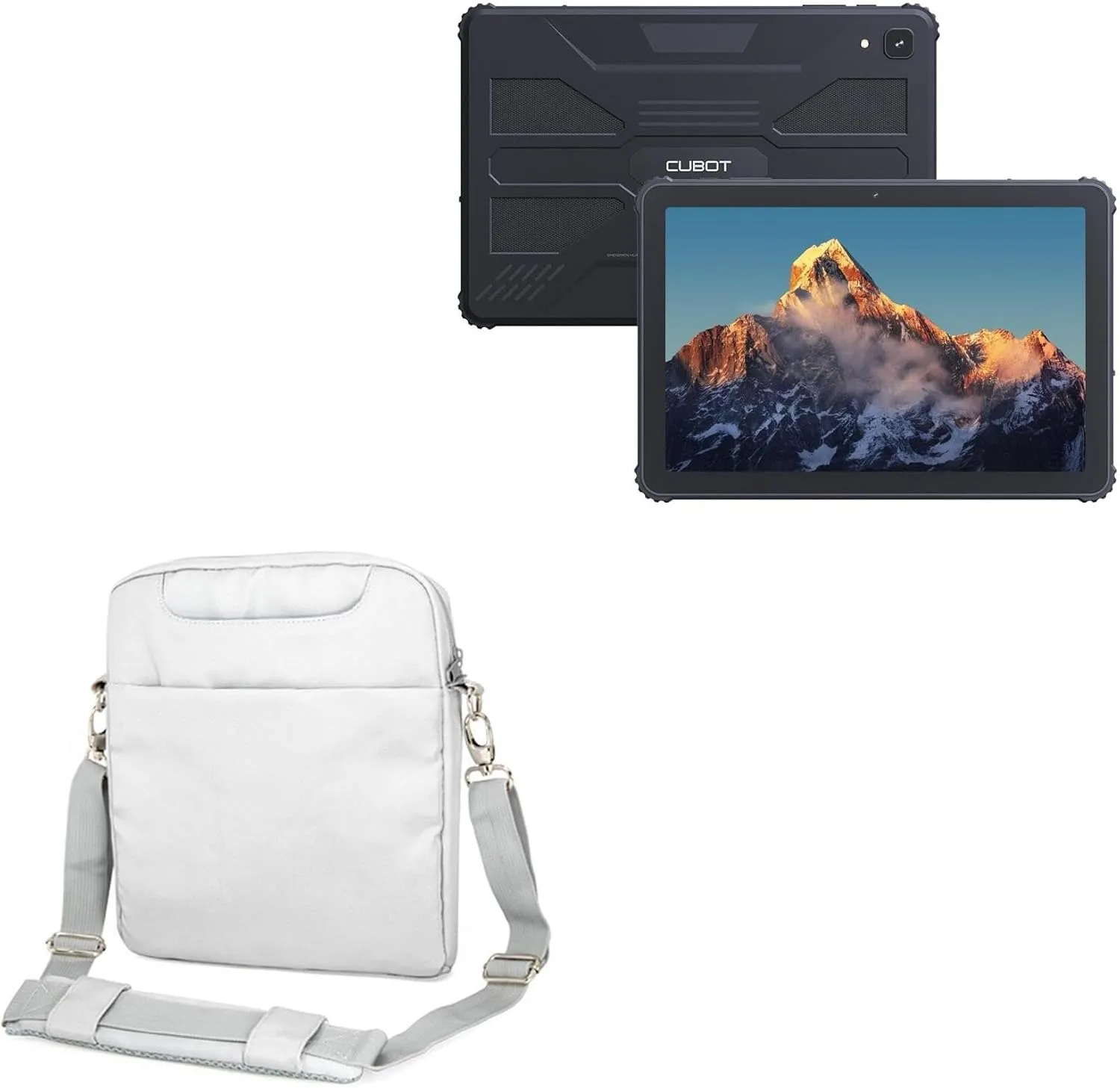BoxWave Case Compatible with Cubot Tab Kingkong - Encompass Urban Bag, Over Shoulder Messenger Straps Handle Bag Pockets - Cool Grey