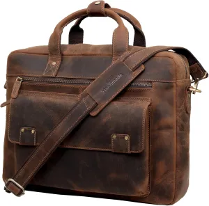 Brown Leather Crossbody Laptop Messenger Bag Computer Satchel Vintage Handmade Bags for Men and Women