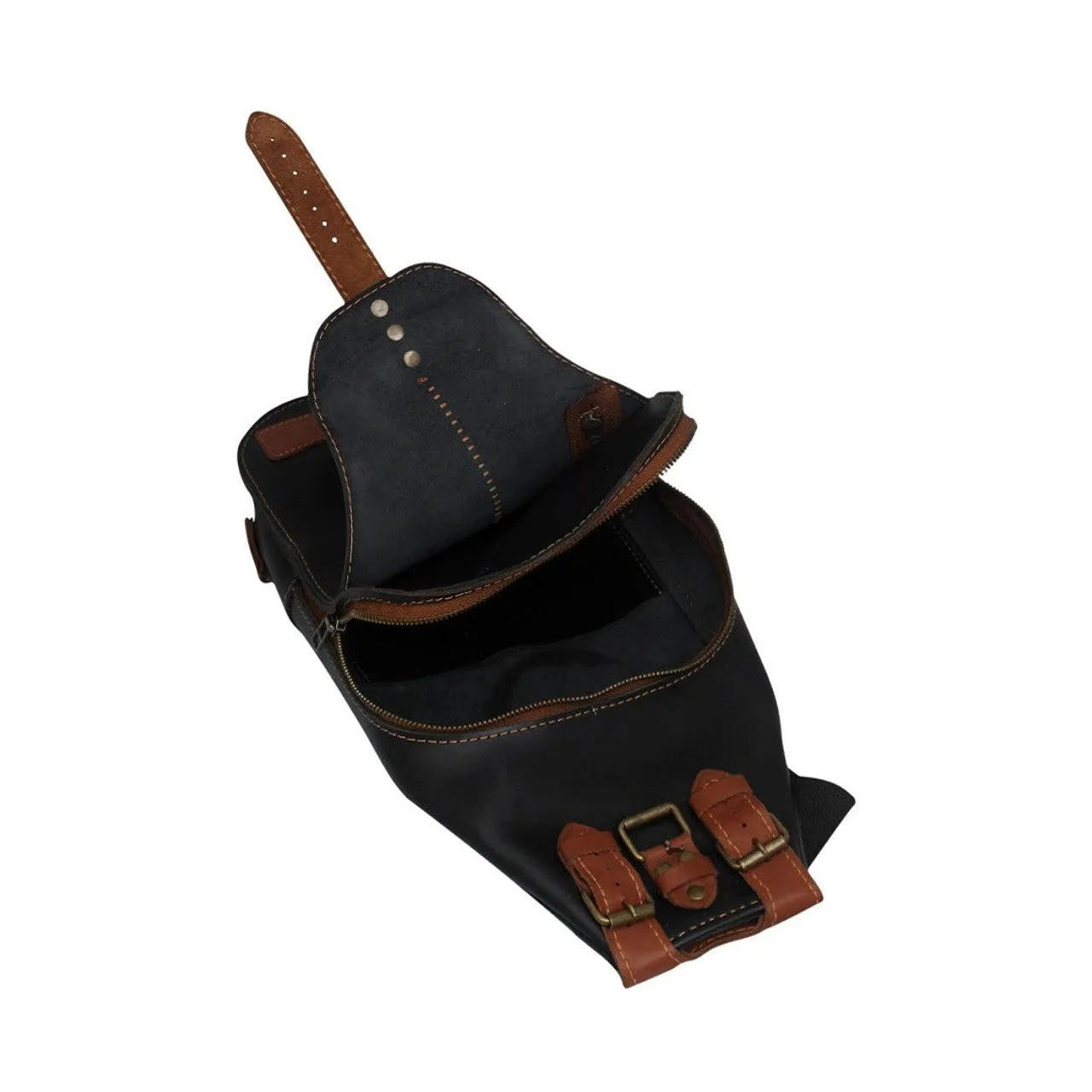 Brown Leather Sling Bag With Adjustable Strap