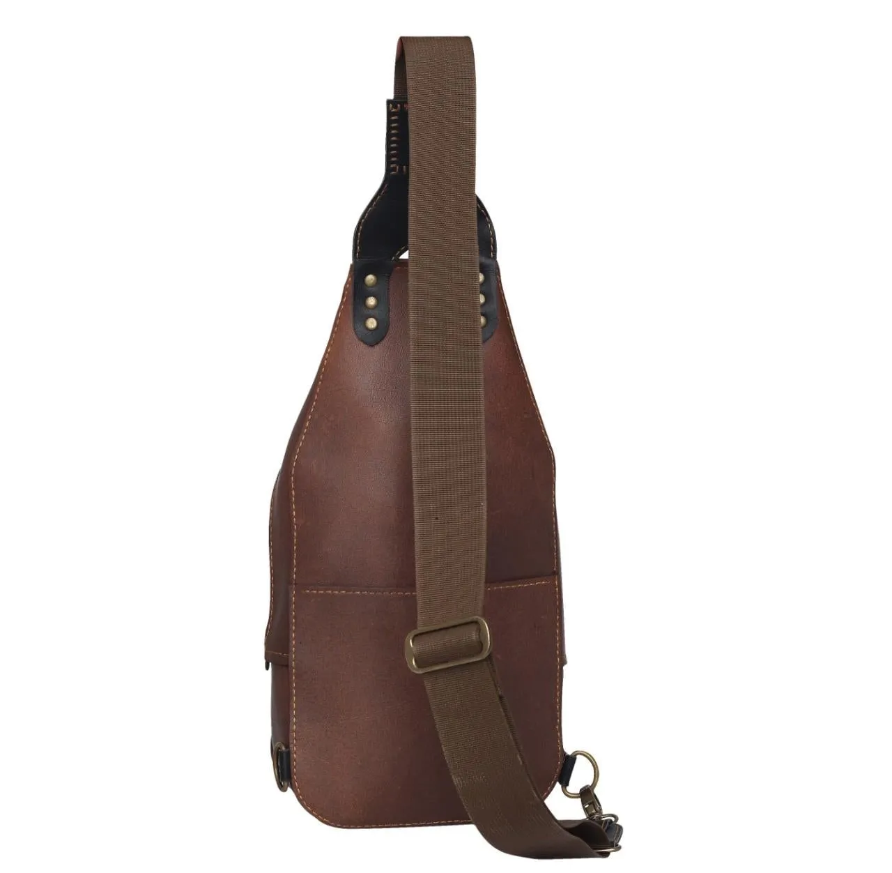 Brown Leather Sling Bag With Adjustable Strap