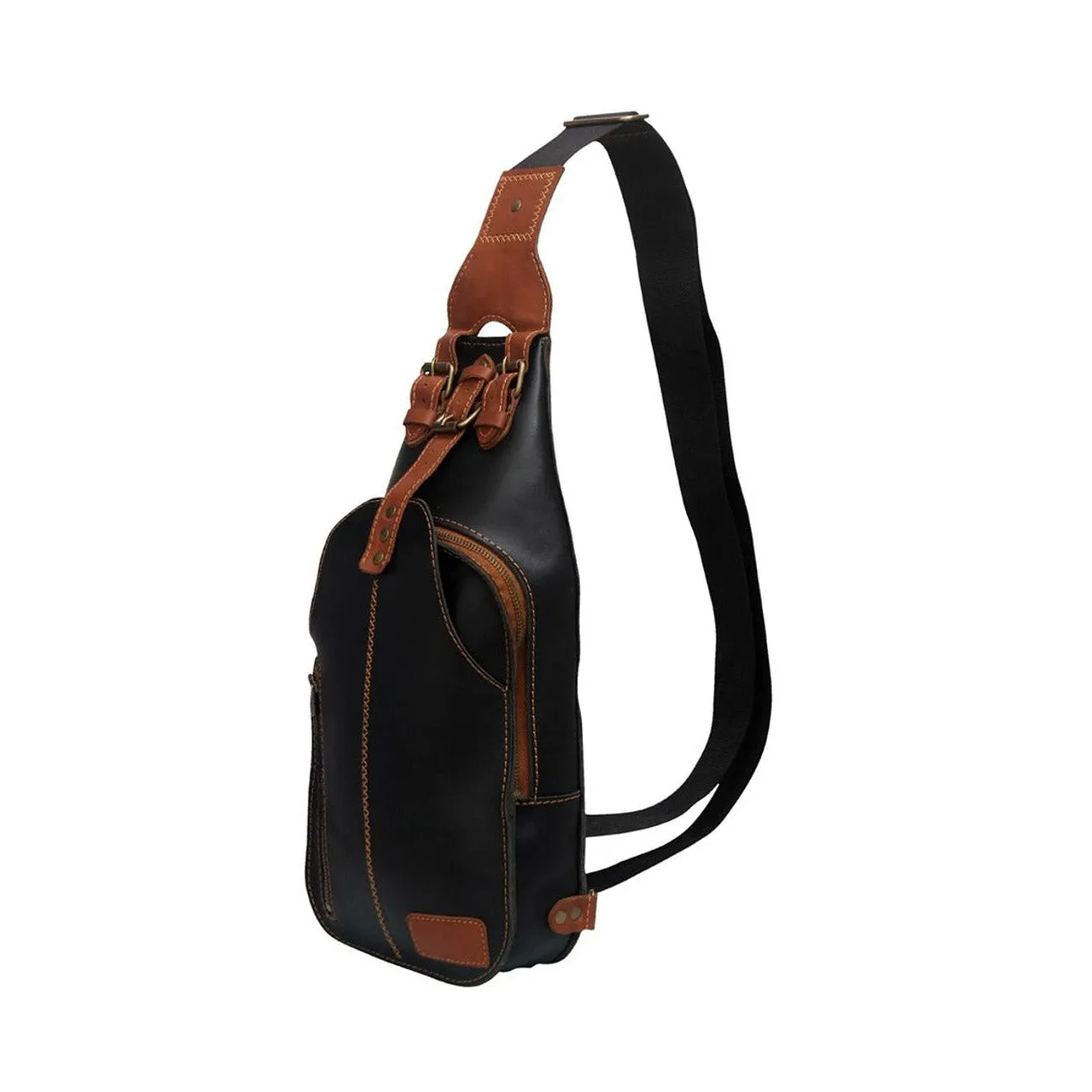 Brown Leather Sling Bag With Adjustable Strap