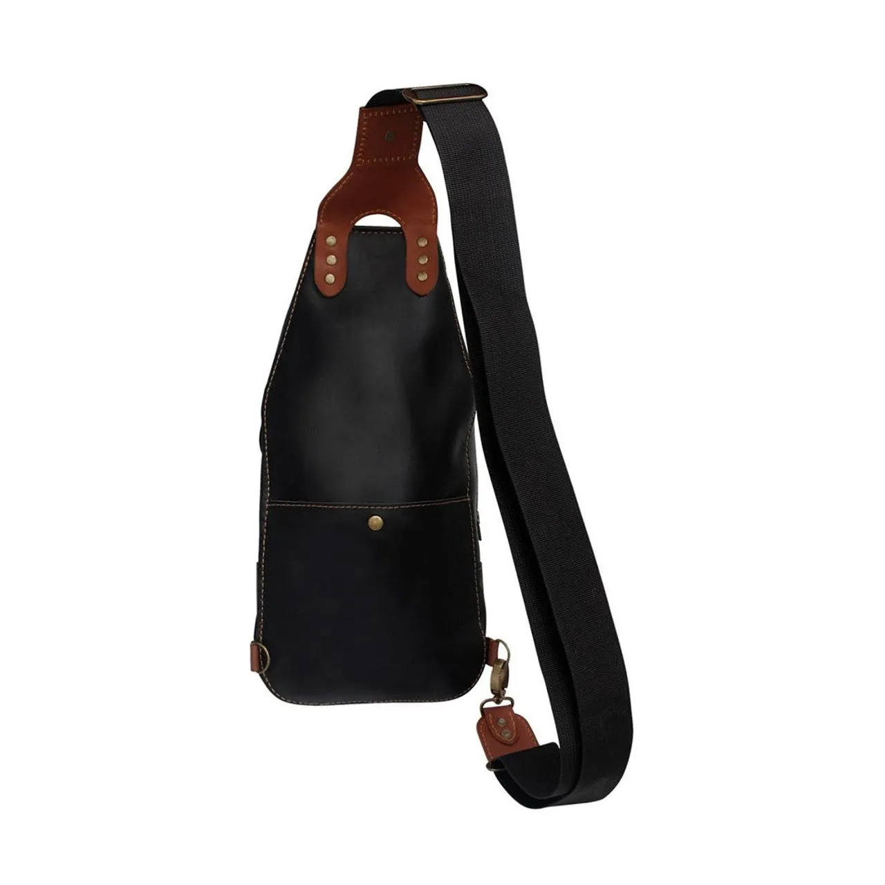 Brown Leather Sling Bag With Adjustable Strap