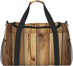 Brown Wooden Travel Duffel Bag Tote Bag Sports Gym Bag For Women And Men