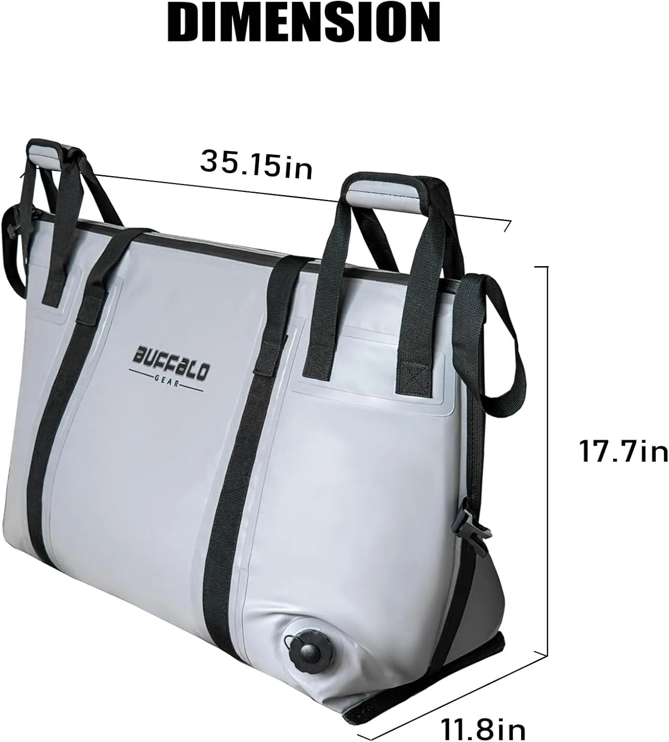 Buffalo Gear Insulated Fish Cooler - 27.5QT 58QT Waterproof Flat Bottom Bag, Leakproof and Fishing Kill Bag