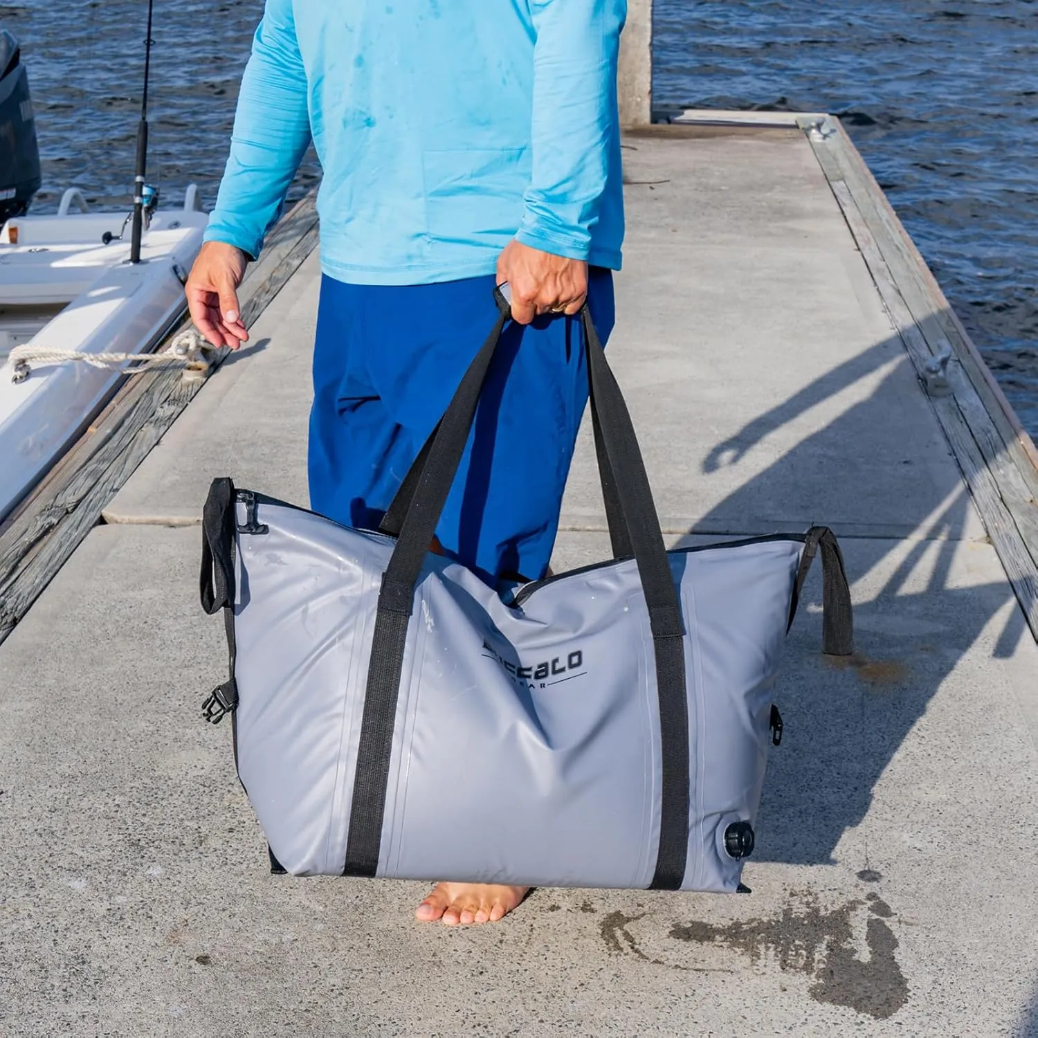 Buffalo Gear Insulated Fish Cooler - 27.5QT 58QT Waterproof Flat Bottom Bag, Leakproof and Fishing Kill Bag