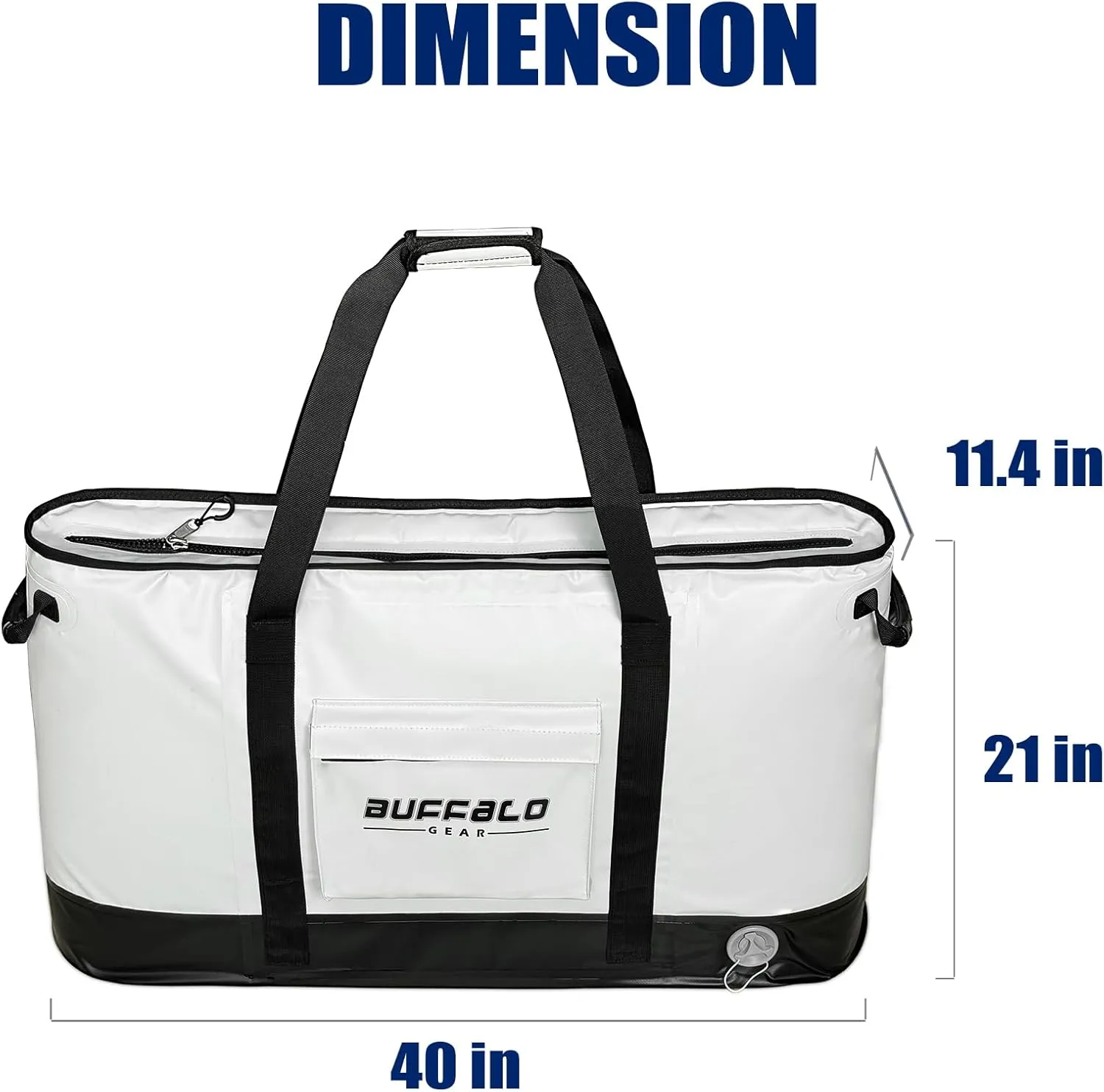 Buffalo Gear Insulated Fish Cooler Bag 106Qt Fish Kill Bag with YKK Zipper, Flat Bottorm Fishing Bag Keep Your Catch Cool and Fresh All Day