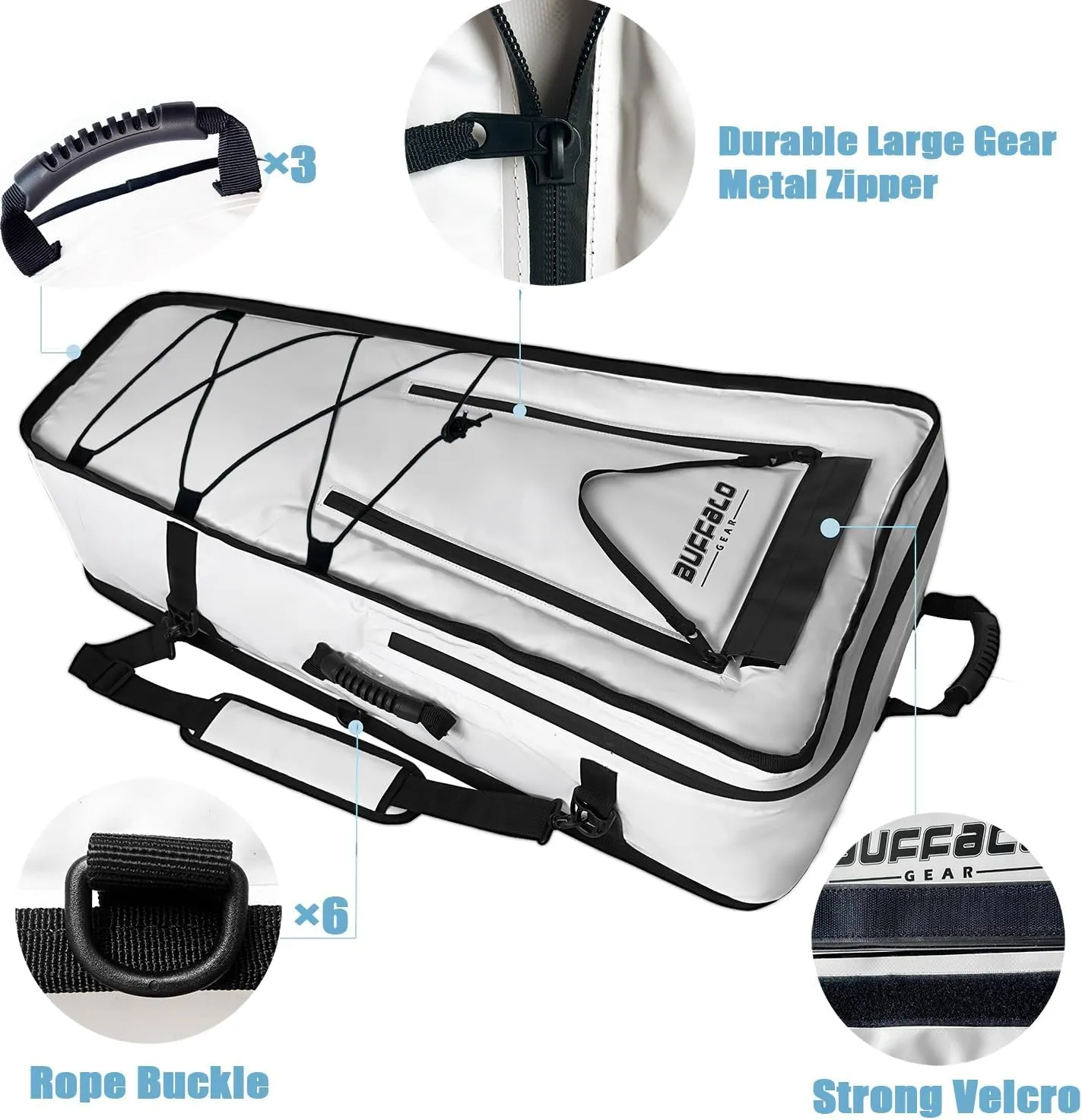 Buffalo Gear Kayak Fishing Cooler,36in Portable Kayak Cooler for Caught Fish,Leak Proof Kayak Fishing Kill Bags with Shoulder Strap
