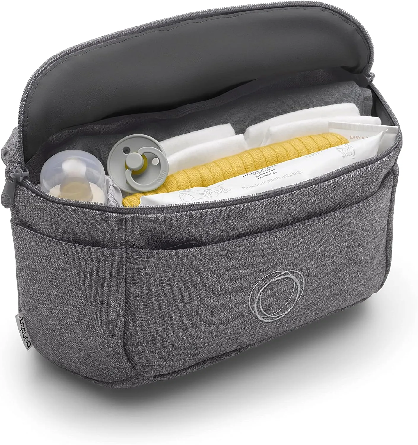 Bugaboo Organizer - Compact Size Multipocket Diaper Bag - Universal Compatible with Any Stroller - Attaches to the Handlebar - Grey Melange