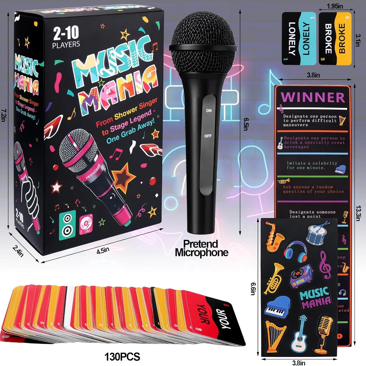 BUSOHA Music Grab Game for Party - 2 in 1 Music Board Toy Design for Bad Singers 125 Cards with 250 Song Lyric and 5 Blank Card for 2-10 Players Gift for Party Music Lovers, Adults and Teens