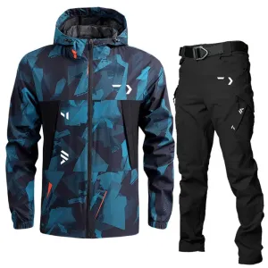 Camo Blue Speed Drying Fishing Jacket & Pants