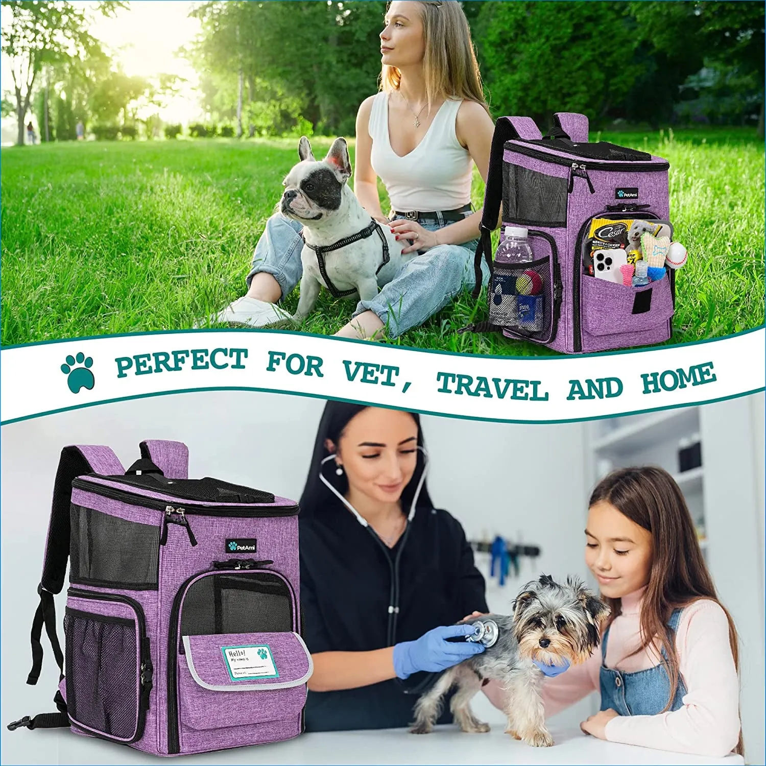 Camping, Sided Travel, Max Cats, Airline Ventilated Pack, 18 Closing soon for Soft Backpacks Cat Hiking, Instant access Carrier, Dog Back Carrying Small Backpack Large Approved Carrier Purple Pet for Lbs,